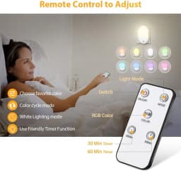Baby Night Lamp Warm LED Bedside Lamp with Plug-in Wall Remote Control Kawaii Room Decor RGB Multicolor Light