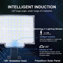 106 LED Solar Motion Light Outdoor Separate Panel Solar Flood Lights 3Light Modes for Garden Garage Street Lamp Outdoor Lighting