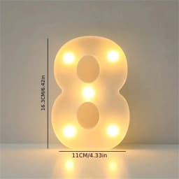 1PC 16cm LED Letter Light, Luminous Letter and Number Night Light, Suitable for Home, Bar, Wedding, Birthday Party Decoration