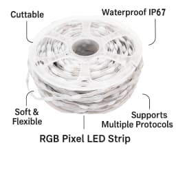 5V WS2812 WS2811 Programmable LED Strip – RGBIC Dream Color Individually Addressable Fairy Lights, 3-Wire Cable, Pixel Lighting