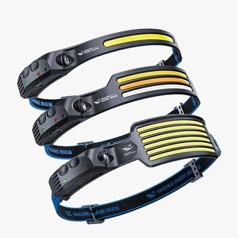 SMILING SHARK COB Headlamp Powerful Induction LED Sensor Head Torch USB Charging Battery Flashlight for Fishing Outdoor Riding
