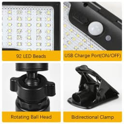 Solar Motion Sensor Outdoor Light, 360° Rotatable 4 Lighting Modes, Weatherproof, Multiple Mounting Lighting,for Outdoor Securit