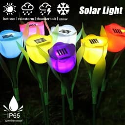 Solar Tulip Flower Lights Outdoor LED Waterproof Garden Stake Lawn Decor Yard Party Decoration Warm White Solar Outdoor Light