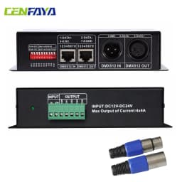 LED DMX 4CH Decoder PWM Signal Converter Dimming Driver LED DMX512 Decoder for RGBW Strip Light DC12-24V 4A/CH Stage Lighting