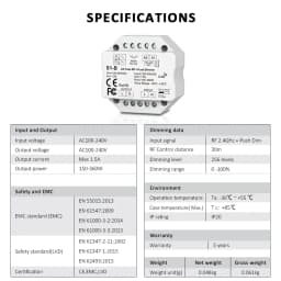 AC Triac LED Dimmer 220V 230V 110V with 2.4G Wireless RF Touch Remote Control Lamp Push PWM Dimmer Switch S1-B Dimming for Home