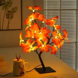 24 LED Maple Leaf Fairy Light Flower Tree Table Lamp Rose Night Light USB Operated Gifts for Wedding Party Hallowmas Decoration