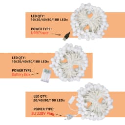 USB/Battery Power LED Ball Garland Lights Fairy String Waterproof Outdoor Lamp Christmas Holiday Wedding Party Lights Decoration