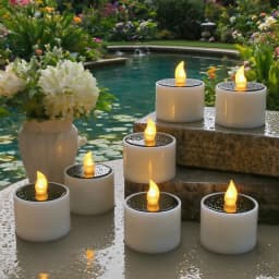 6PCS Solar Tea Light LED Candles Outdoor Waterproof Flameless Solar Tea Lights Rechargeable Candles for Party Garden Home Decor