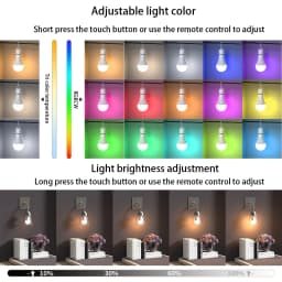 Rechargeable Battery Operated A19 Light Bulb with Remote Control Dimmable, 15 Colors Selectable & 3 Timer, Non-Hardwired