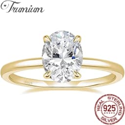 Trumium 3CT 925 Sterling Silver Engagement Rings Oval Cut Solitaire Cubic Zirconia Wedding Promise Rings for Women Fine Jewelry