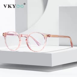 VICKY Round Blue Light Reading Glasses Women Eye Glasses Frame for Women Retro Plastic Titanium Anti-Blue Light Computer Eyewear