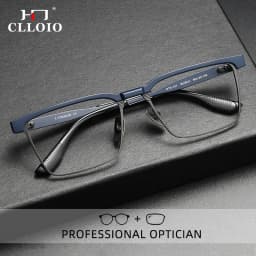 CLLOIO New Pure Titanium Anti Blue Light Reading Glasses Men Acetate Square Myopia Glasses Hyperopia Prescription Eyewear DTX137