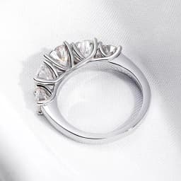 Smyoue 18k Plated 3.6CT All Moissanite Rings for Women 5 Stones Sparkling Diamond Wedding Band 100% S925 Sterling Silver Jewelry