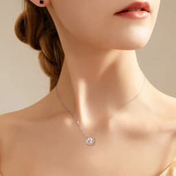 KNOBSPIN D VVS1 Moissanite Necklaces for Women Solitaire Pandent Diamond GRA Certified s925 Silver Plated 18k Dainty Necklace