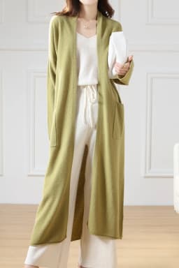 Hot Sale Autumn Winter New 100% Wool Cardigan Sweater Women's V-Neck Solid Fashion Long Female Loose Soft Knit Large Size Coat