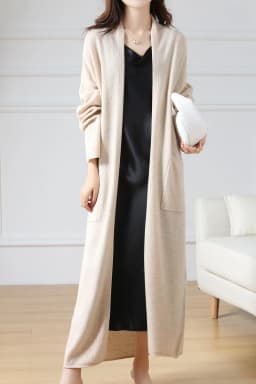 Hot Sale Autumn Winter New 100% Wool Cardigan Sweater Women's V-Neck Solid Fashion Long Female Loose Soft Knit Large Size Coat