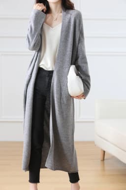 Hot Sale Autumn Winter New 100% Wool Cardigan Sweater Women's V-Neck Solid Fashion Long Female Loose Soft Knit Large Size Coat