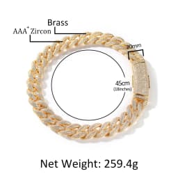 THE BLING KING 20mm Miami Cuban Chain Long Clasp Full Paved Out Cubic Zirconia Luxury Hiphop Rock Street Fashion Jewelry