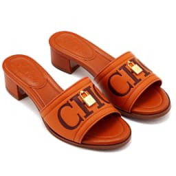 CH Fashion Monogram Print Elegant Design Women's Low Heeled Slippers Solid Color High Quality Metal Lock Simple Single Shoes