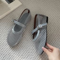 Eilyken Summer Designer Cosy Mesh Heels Women Flat Shoes Fashion Round Toe Buckle Strap Casual Outdoor Dress Sandals