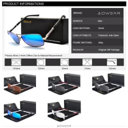 AOWEAR Luxury Square Sunglasses Men Polarized Retro Mirror Sun Glasses for Man Women Vintage Shades Eyewear with Case