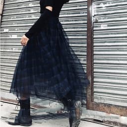 TWOTWINSTYLE Plaid Patchwork Mesh Women's Skirts High Waist Hit Color Elegant A Line Skirts Female 2020 Spring Fashion New