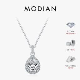 MODIAN 1.2CT Water Drop Moissanite Wedding Necklaces 925 Sterling Silver Exquisite Pendant Necklace For Women Statement Jewelry