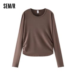Semir Long Sleeve Tees Women Short Slim Fit 2025 New Thermal Fleece Solid Winter Versatile Top Woman Clothes Bts