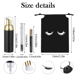 40Pcs Eyelash Cleaning Tool Set 60ml Plastic Empty Foam Pump Bottle Cleaning Brush Eyelash Wand EVA Storage Bag Skin Care Tools