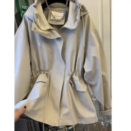 Cotton Khaki Hooded Trench Coat Women's Autumn And Winter New Short Coat Retro Casual Loose Top
