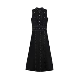 Elegant Slim Long Sleeveless Beaded Black Dress for Women Sexy Vintage Fashion Party Dress Hot Sale Female Vestidos De Festa