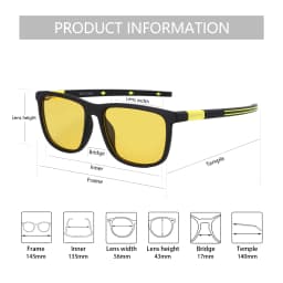 ZENOTTIC Square Polarized Night Vision Sunglasses - Lightweight TR90 Frame UV Blocking Shade for Driving Fishing Golf Sport