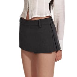 Women's Side Zippers Detail Skort Tailored Mini Skirt With Belt Loops