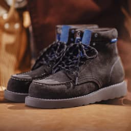 Maden Men's Retro Brown High Top Work Boots Chunky Sole Lace-Up Cow Suede Thermal Combat Boots for Autumn and Winter Shoes