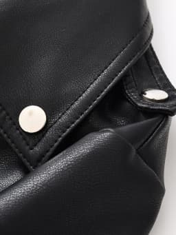 Ailegogo New Spring Autumn Moto Biker Loose Black Faux Leather Jacket Streetwear Female Zipper Coat Outwear