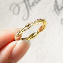 IOGOU 14k Gold Filled Moissanite Full Eternity Rings Fashion Twist Shank Stackable Finger Bands for Womem GRA Cerified Jewelry