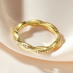 IOGOU 14k Gold Filled Moissanite Full Eternity Rings Fashion Twist Shank Stackable Finger Bands for Womem GRA Cerified Jewelry