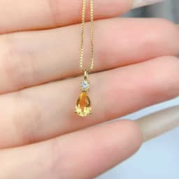 Small 925 Silver Gemstone Pendant Natural Citrine Pendant 4mm*6mm VVS Grade Genuine Citrine Jewelry