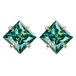 Bocarman Princess Cut Green Moissanite Stud Earrings S925 Silver Claw Set 1.2CT 3CT Fine Jewelry for Women