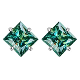 Bocarman Princess Cut Green Moissanite Stud Earrings S925 Silver Claw Set 1.2CT 3CT Fine Jewelry for Women