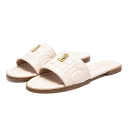 C-H Woman Flat Shoes Summer New Solid Color Embossed Sandals Simple Fashion Slippers For Girl Students Shoes