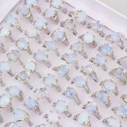 50 Pieces/Lot Imitative Natural Opal Stone Rings Fashion Jewelry Women's Gifts 2023 New