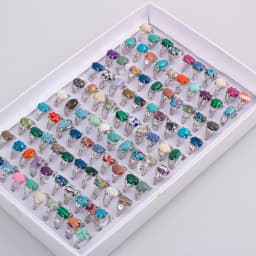 50 Pieces/Lot Imitative Natural Opal Stone Rings Fashion Jewelry Women's Gifts 2023 New