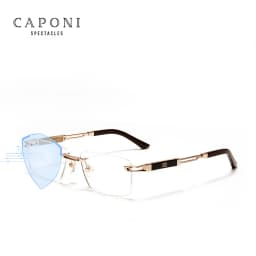 CAPONI Hot Rimless Men's Glasses Frame Luxury Business Pure Titanium Acetate Eyeglasses UV400 Brand Design New Spectacles J23026
