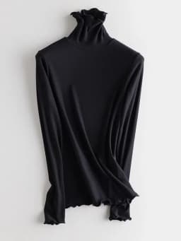 SuyaDream Women Bottoming T Shirt Real Silk Blend Long Sleeves Solid Basic Shirt 2024 Autumn Winter Turtleneck Top