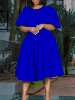 Wmstar Party Dresses for Women Sexy Puff Sleeve Solid Maxi Dress Big Hem Club Outfits New In Summer Wholesale Dropshipping S-3XL
