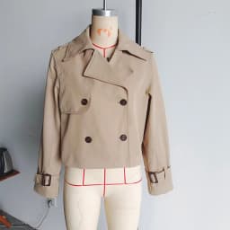 YENKYE New Autumn Women Solid Cropped Trench Coat Vintage Double Breasted Long Sleeve Short Jacket Lapel Collar Windbreaker