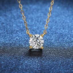 NeeTim 1ct 2ct 3ct 5ct D VVS1 Moissanite Necklace for Women Sterling Silver 925 with Yellow Rose Gold Plated Sparkling Pendant