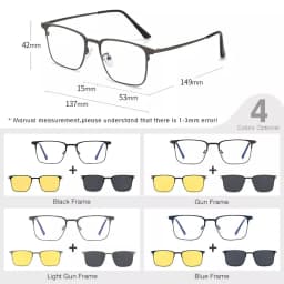 CLLOIO Metal Alloy 3 In 1 Magnet Clip Optical Myopia Glasses For Men Polarized Sunglasses Hyperopia Prescription Reading Glasses