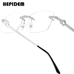 HEPIDEM Alloy Glasses Frame Men Luxury Famous Brand Design Retro Vintage Square Eyeglasses Rimless Spectacles Frameless Eyewear